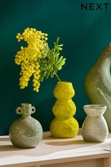 Set of 3 Green Organic Shaped Ceramic Vases
