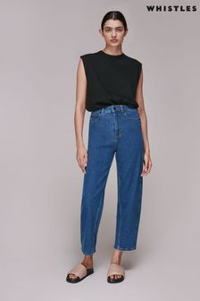 Whistles Blue Organic High Waist Barrel Taper Leg Jeans (M65025) | kr1 740