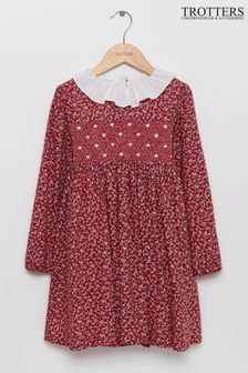 Trotters London Red Bonnie Smocked Dress