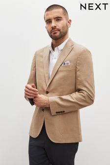 淺棕色 - 窄版 - 亞麻混紡西裝外套 (M65384) | HK$681