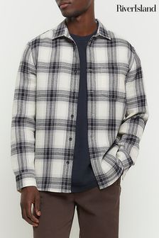 River Island Mono Waffle Check Shirt (M66289) | kr640