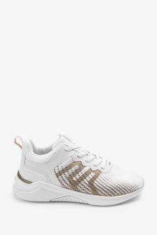 White/Gold Elastic Lace Trainers (M66404) | $39 - $49