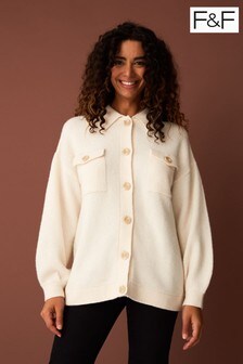F&F Cream Knitted Button Front Shacket (M66642) | €14.50