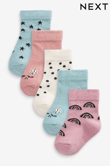 Pink Stars/Rainbow Baby 5 Pack Socks (0mths-2yrs) (M66652) | €7