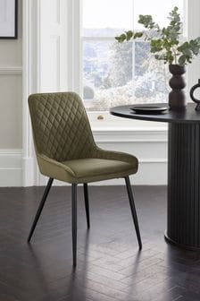 Set of 2 Soft Velvet Dark Sage Green Hamilton Non Arm Dining Chairs (M66845) | €305