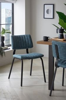 Set of 2 Arona Faux Leather Blue Aiden Non Arm Dining Chairs (M66849) | €285