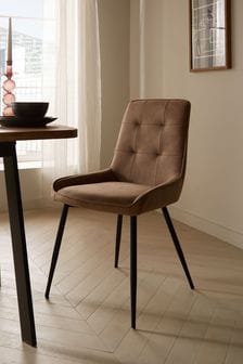 Set of 2 Arona Faux Leather Caramel Brown Cole Non Arm Dining Chairs (M66850) | €305