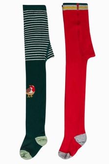 Frugi Green Made With Organic Festive Tights 2 Pack (M66892) | €28 - €31