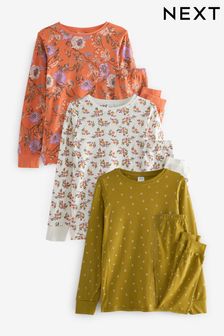 Green/Orange/Cream Floral 3 Pack Snuggle Pyjamas (9mths-8yrs) (M67318) | $54 - $65