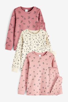 Pink/Cream Heart Floral 3 Pack Pyjamas (9mths-8yrs) (M67320) | $52 - $63