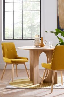 Set of 2 Soft Marl Ochre Yellow Lacey Dining Chairs With Natural Legs (M67492) | €320