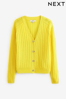 Bright Yellow Gem Button Up Linen Cardigan (M67680) | €19.50