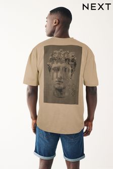 Tan Brown Back Print T-Shirt (M67771) | 44 zł