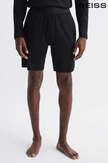 Reiss Black Banks Long Staple Cotton Lounge Shorts (M68444) | ₪ 569