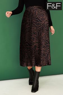 F&F Brown Zebra Print Pleated Skirt (M68778) | €32