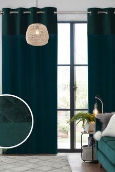 Bottle Green Velvet Quilted Hamilton Top Panel Eyelet Blackout/Thermal Curtains (M69229) | R1 371 - R2 660