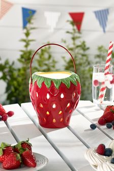 Red Strawberry Ceramic Tealight Lantern (M69280) | SGD 23