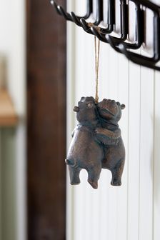 Grey Henry And Hattie Hippo Hanging Decoration (M69282) | $9