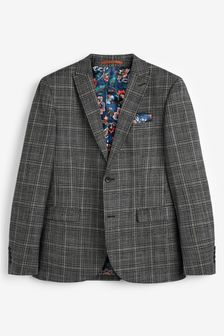 Grey/Brown Slim Fit Check Suit: Jacket (M69305) | R1 312