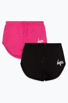 Hype. Mädchen Laufshorts mit Schriftzug, Schwarz und Pink, 2er-Pack (M69753) | 12 € - 14 €