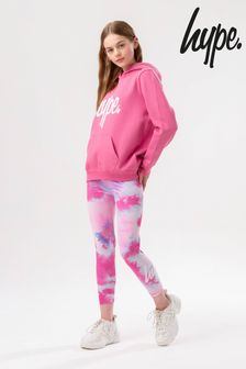 Hype. Mädchen Clouds Set mit Kapuzensweatshirt mit Schriftzug und Leggings, Pink (M69754) | 54 € - 65 €