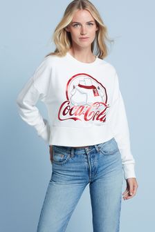 Coca-Cola Polar Bears Ecru White Christmas Graphic Sweatshirt (M69986) | $51