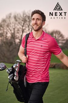 Pink Stripe Next Active Sports Polo Shirt (M70038) | €14.50
