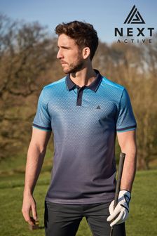 Blau mit Geo-Muster - Next Active Sports Polo-Shirt (M70039) | 34 €