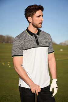 Grey/White Colourblock Next Active Golf Polo Shirt (M70042) | 117 QAR