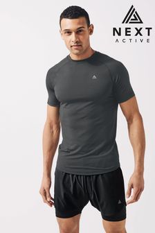 Charcoal Grey Short Sleeve Tee Next Active Muscle Fit Gym Tops (M70055) | ₪ 64