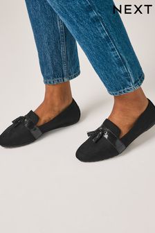Black Material Mix Regular/Wide Fit Forever Comfort® Cleated Tassel Loafers (M70083) | €31
