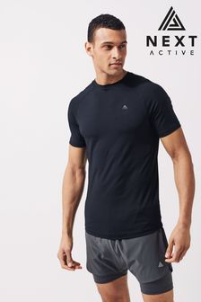 Black Short Sleeve Tee Next Active Muscle Fit Gym Tops (M70102) | ₪ 64
