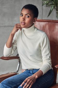 Pure Collection White Cashmere Polo Neck Sweater (M70132) | 181 €