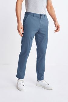 Bright Blue Slim Fit Stretch Chino Trousers (M70374) | CA$46