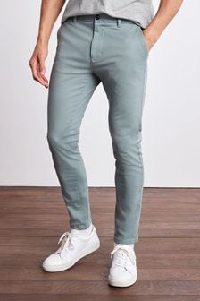 Light Sage Green Skinny Fit Stretch Chino Trousers (M70379) | €26