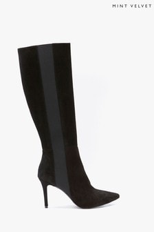 Mint Velvet Mel Black Suede Long Boots (M70404) | 254 €