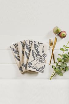 The Linen Table 4 Pack Natural Stag Linen Napkins (M70520) | €41