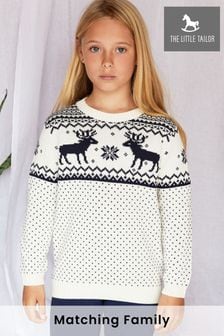 Creme - The Little Tailor Kinder Weihnachtspullover mit Rentier-Norwegermuster (M70601) | 47 €
