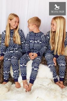 The Little Tailor Baby And Children's Navy Reindeer Christmas Fair Isle Pattern All-In-One (M70643) | $57 - $59