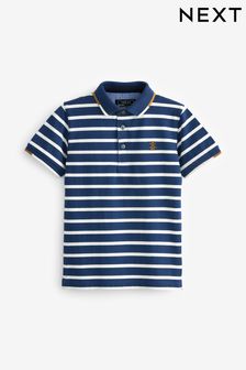 Navy Blue Short Sleeve Stripe Polo Shirt (3-16yrs) (M70681) | $16 - $24