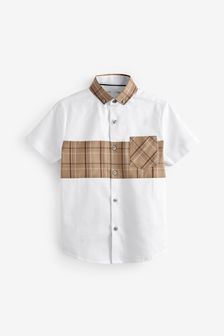White Short Sleeve Check Collar Shirt (3-16yrs) (M70711) | €17.50 - €24