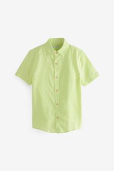 Lime Green Short Sleeve Linen Mix Shirt (3-16yrs) (M70844) | 13 € - 20 €