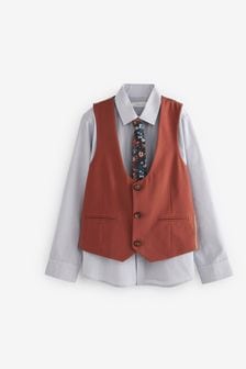 Rust Brown Waistcoat, Shirt & Tie Set (12mths-16yrs) (M70846) | €16 - €21