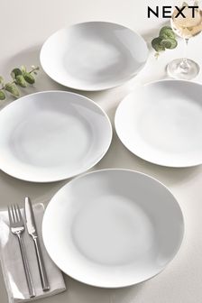 White Nova Dinnerware Set of 4 Dinner Plates
