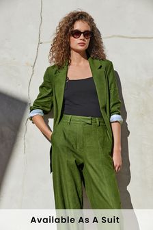 Khaki Green Linen Blend Blazer (M70996) | ₪ 117