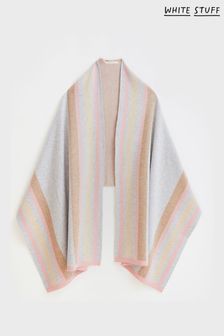 White Stuff Natural Knitted Stripe Wrap Poncho (M71204) | ₪ 219