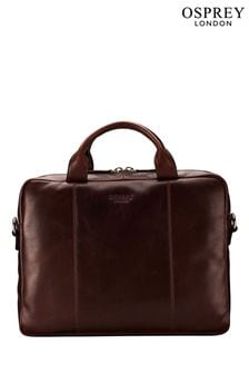 OSPREY LONDON Chocolate Brown Saddle Leather Faringdon Laptop Bag (M71289) | 302 €