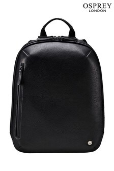 OSPREY LONDON Black Grainy Hide Leather Vince Backpack (M71296) | ₪ 582