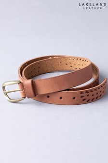 Lakeland Leather Tan Brown Lazer Cut Leather Belt