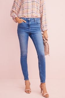 Mittelblau - Skinny-Jeans mit hohem Bund (M71511) | 33 €